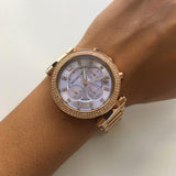 Michael Kors Parker Purple Dial Rose Gold Steel Strap Watch for Women - MK6169