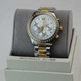 Michael Kors Brinkley Chronograph Silver Dial Two Tone Steel Strap Watch for Women - MK6188