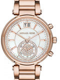 Michael Kors Sawyer Mother of Pearl White Dial Rose Gold Steel Strap Watch for Women - MK6282