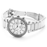 Michael Kors Parker Chronograph Silver Dial Silver Steel Strap Watch For Women - MK6354