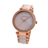 Michael Kors Parker Mother of Pearl Pink Dial Two Tone Steel Strap Watch for Women - MK6402