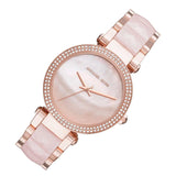 Michael Kors Parker Mother of Pearl Pink Dial Two Tone Steel Strap Watch for Women - MK6402