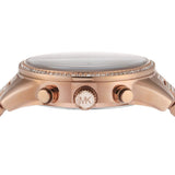 Michael Kors Ritz Chronograph Rose Gold Dial Rose Gold Steel Strap Watch For Women - MK6485