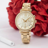 Michael Kors Sofie Chronograph Quartz Gold Dial Gold Steel Strap Watch For Women - MK6559