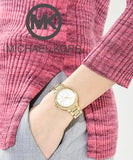 Michael Kors Taryn Mother of Pearl Dial Gold Steel Strap Watch For Women - MK6567