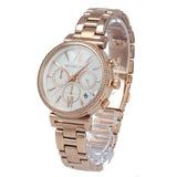 Michael Kors Sofie Chronograph Mother of Pearl White Dial Rose Gold Steel Strap Watch For Women - MK6576