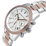 Michael Kors Ritz Chronograph White Dial Two Tone Steel Strap Watch For Women - MK6651