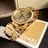 Michael Kors Parker Pave Gold Dial Gold Steel Strap Watch for Women - MK6659