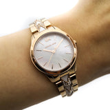 Michael Kors Runway Mercer Mother of Pearl White Dial Two Tone Steel Strap Watch For Women - MK6674