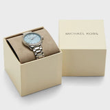 Michael Kors Layton Chronograph Mother of Pearl Blue Dial Silver Steel Strap Watch For Women - MK6847