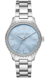 Michael Kors Layton Chronograph Mother of Pearl Blue Dial Silver Steel Strap Watch For Women - MK6847