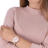 Michael Kors Layton Three Hand Pink Dial Rose Gold Steel Strap Watch For Women - MK6848