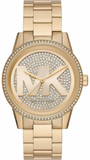 Michael Kors Ritz Pave Crystals Gold Dial Gold Steel Strap Watch for Women - MK6862