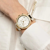 Michael Kors Parker Chronograph White Dial White Leather Strap Watch For Women - MK6916