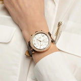 Michael Kors Parker Chronograph White Dial Brown Leather Strap Watch For Women - MK6917