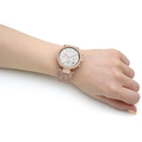 Michael Kors Parker Chronograph White Dial Pink Leather Strap Watch For Women - MK6935