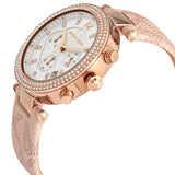 Michael Kors Parker Chronograph White Dial Pink Leather Strap Watch For Women - MK6935