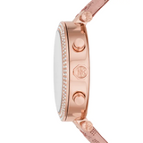 Michael Kors Parker Chronograph White Dial Pink Leather Strap Watch For Women - MK6935