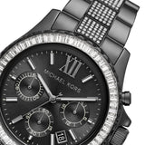 Michael Kors Everest Chronograph Black Dial Grey Steel Strap Watch For Women - MK6974