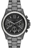 Michael Kors Everest Chronograph Black Dial Grey Steel Strap Watch For Women - MK6974