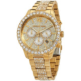 Michael Kors Layton Chronograph Gold Dial Gold Steel Strap Watch For Women - MK6977