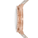 Michael Kors Runway Quartz Rose Gold Dial White Leather Strap Watch For Women - MK6980