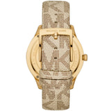 Michael Kors Runway Three Hand Quartz Gold Dial Brown Leather Strap Watch For Women - MK6999