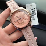 Michael Kors Janelle Three Hand Rose Gold Dial Pink Rubber Strap Watch For Women - MK7139