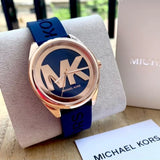 Michael Kors Janelle Three Hand Blue Dial Blue Rubber Strap Watch For Women - MK7140