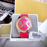 Michael Kors Janelle Three Hand Red Dial Red Rubber Strap Watch For Women - MK7142