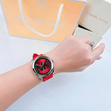 Michael Kors Janelle Three Hand Red Dial Red Rubber Strap Watch For Women - MK7144