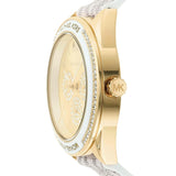 Michael Kors Jessa Multifunction Gold Dial White Leather Strap Watch For Women - MK7204