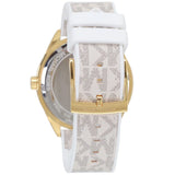 Michael Kors Jessa Multifunction Gold Dial White Leather Strap Watch For Women - MK7204