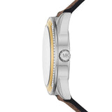 Michael Kors Jessa Multifunction Silver Dial Brown Leather Strap Watch For Women - MK7205