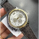 Michael Kors Jessa Multifunction Silver Dial Brown Leather Strap Watch For Women - MK7205