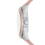 Michael Kors Multifunction Silver Dial Pink Leather Strap Watch For Women - MK7206