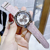 Michael Kors Multifunction Silver Dial Pink Leather Strap Watch For Women - MK7206