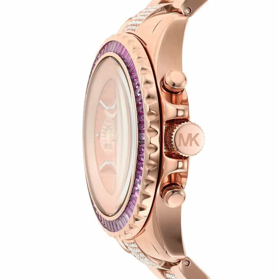 Michael Kors Everest Chronograph Rose Gold Dial Rose Gold Steel Strap Watch For Women - MK7211
