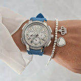 Michael Kors Sidney Multifunction Crystals Silver Dial Blue Rubber Strap Watch for Women - MK7220