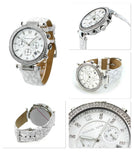 Michael Kors Parker Chronograph White Dial White Leather Strap Watch For Women - MK7226