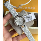 Michael Kors Parker Chronograph White Dial White Leather Strap Watch For Women - MK7226