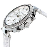 Michael Kors Parker Chronograph White Dial White Leather Strap Watch For Women - MK7226