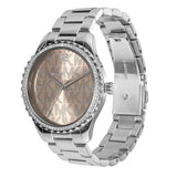 Michael Kors Layton Three Hand Pink Dial Silver Steel Strap Watch For Women - MK7298