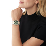 Michael Kors Lexington Chronograph Green Dial Two Tone Steel Strap Watch For Women - MK7303