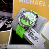 Michael Kors Janelle Three Hand Neon Green Dial Neon Green Rubber Strap Watch For Women - MK7351