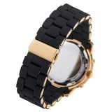 Michael Kors Runway Chronograph Black Dial Black Silicone Strap Watch For Women - MK7385