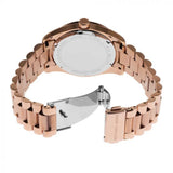 Michael Kors Lexington Three Hand Mother of Pearl Pink Dial Rose Gold Steel Strap Watch For Women - MK7444