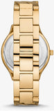 Michael Kors Runway Three-Hand White Dial Gold Steel Strap Watch for Women - MK7472