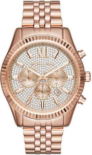 Michael Kors Lexington Rose Gold Dial Rose Gold Stainless Steel Strap Watch for Men - MK8580