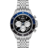 Michael Kors Bayville Chronograph Black Dial Silver Steel Strap Watch For Men - MK8749